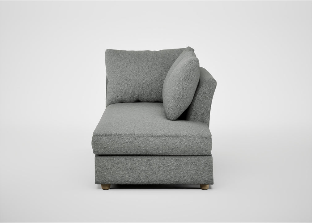 Tailor Right Hand Facing Chaise Unit Boucle Steel / Natural