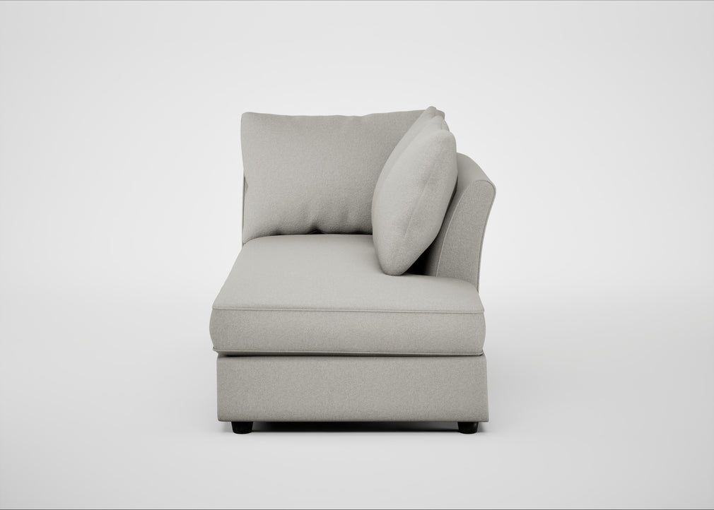 Tailor Right Hand Facing Chaise Unit Melton Wool Limestone / Black