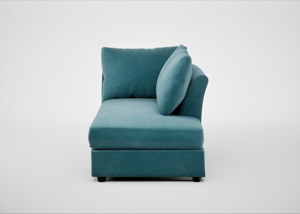 Tailor Right Hand Facing Chaise Unit Smart Luxe Velvet Airforce Blue / Black
