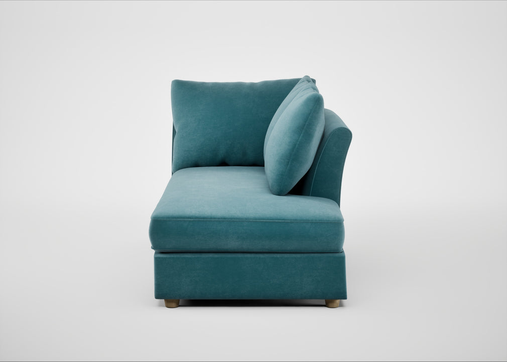 Tailor Right Hand Facing Chaise Unit Smart Luxe Velvet Airforce Blue / Natural