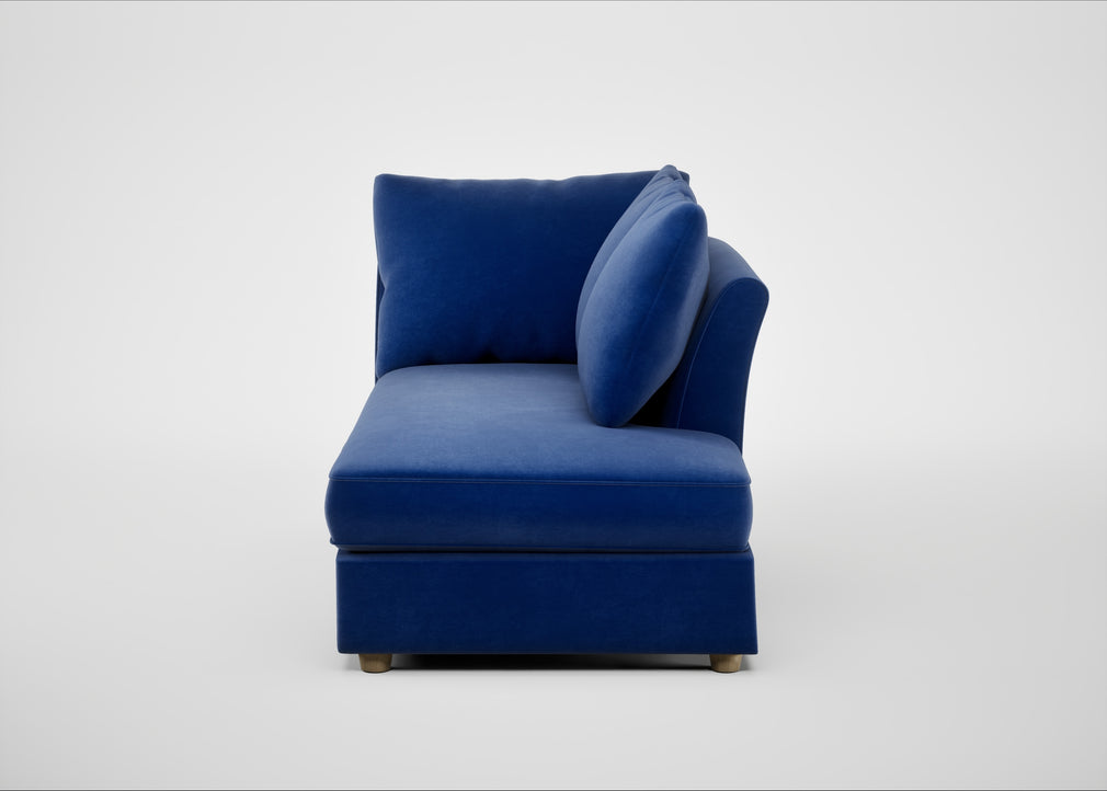 Tailor Right Hand Facing Chaise Unit Smart Luxe Velvet Azure / Natural