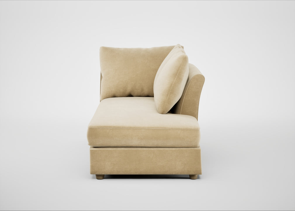 Tailor Right Hand Facing Chaise Unit Smart Luxe Velvet Biscuit / Natural