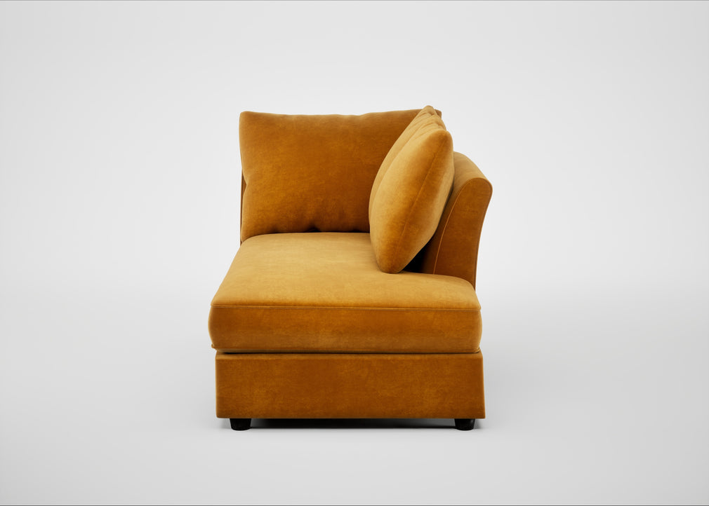 Tailor Right Hand Facing Chaise Unit Smart Luxe Velvet Cognac / Black