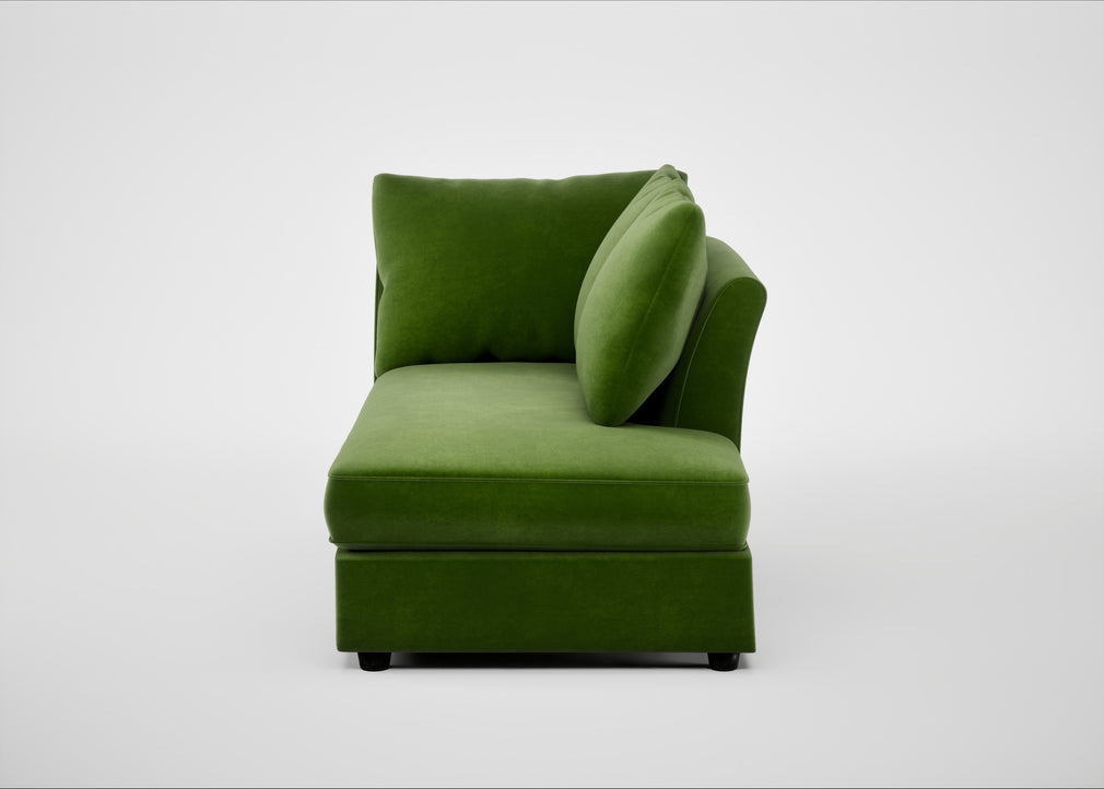 Tailor Right Hand Facing Chaise Unit Smart Luxe Velvet Grass / Black