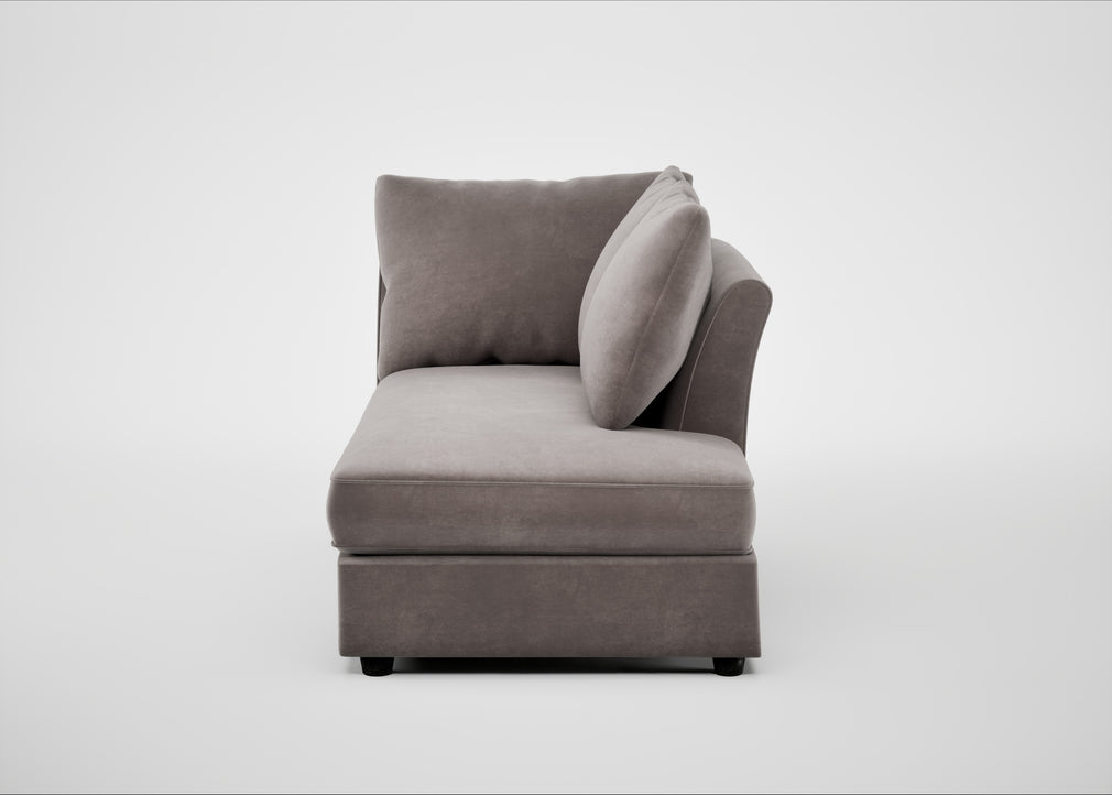 Tailor Right Hand Facing Chaise Unit Smart Luxe Velvet Mushroom / Black