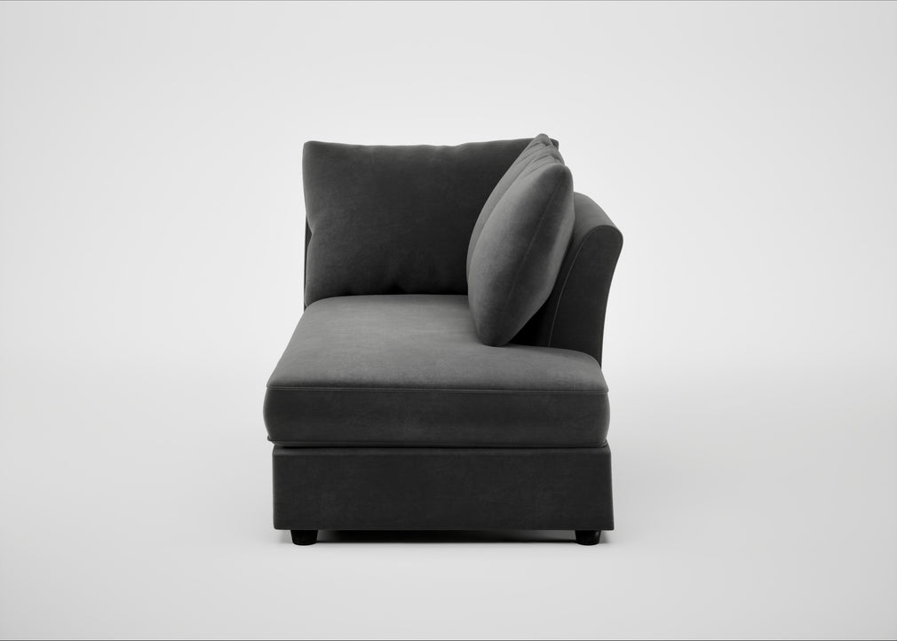 Tailor Right Hand Facing Chaise Unit Smart Luxe Velvet Nickel / Black