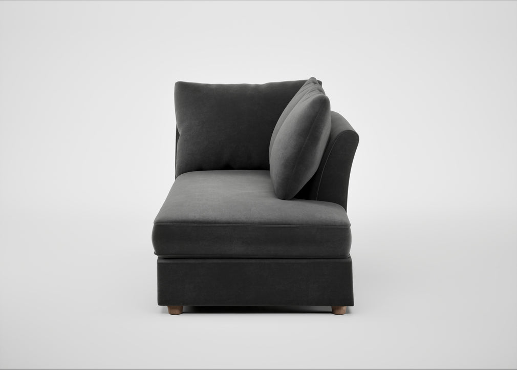 Tailor Right Hand Facing Chaise Unit Smart Luxe Velvet Nickel / Natural
