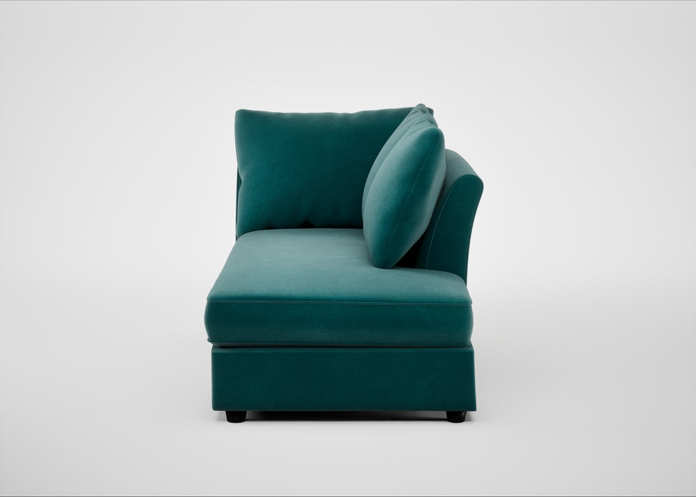 Tailor Right Hand Facing Chaise Unit Smart Luxe Velvet Ocean Green / Black