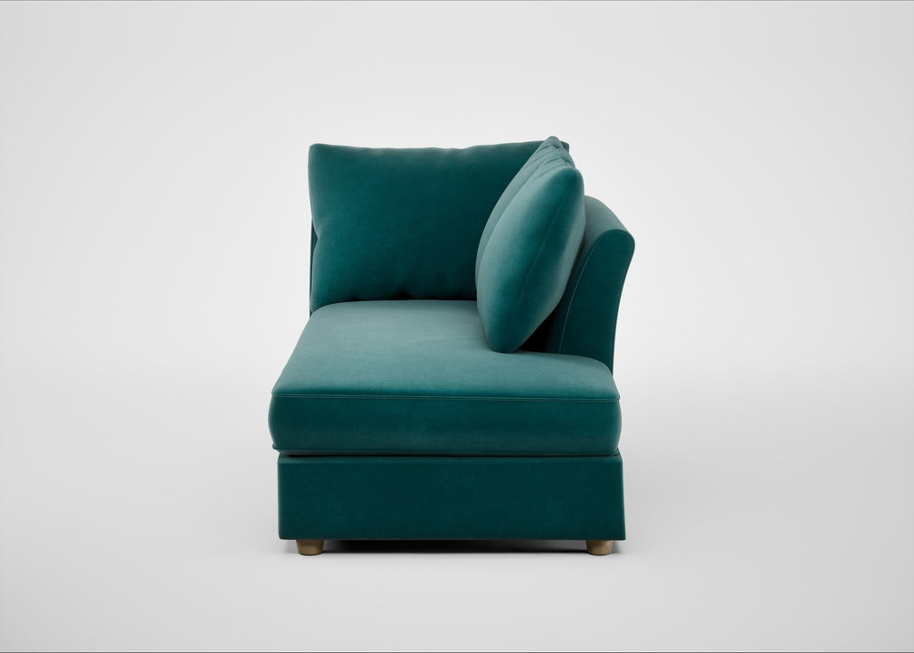 Tailor Right Hand Facing Chaise Unit Smart Luxe Velvet Ocean Green / Natural