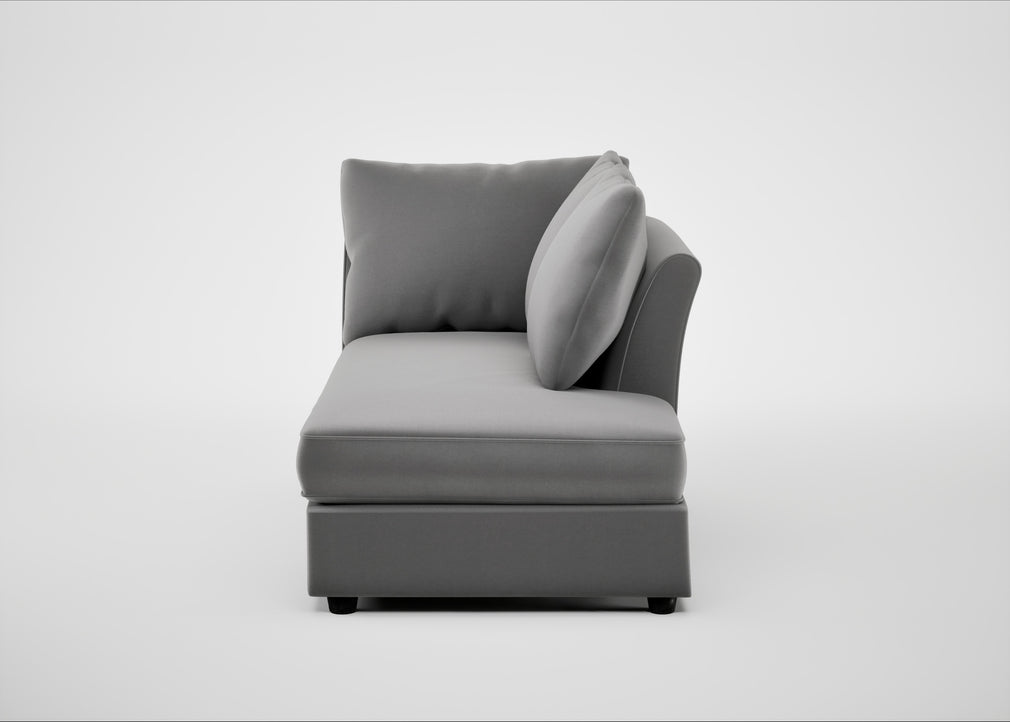 Tailor Right Hand Facing Chaise Unit Smart Velvet Mercury / Black