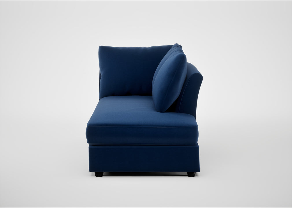 Tailor Right Hand Facing Chaise Unit Cotton Velvet Midnight / Black
