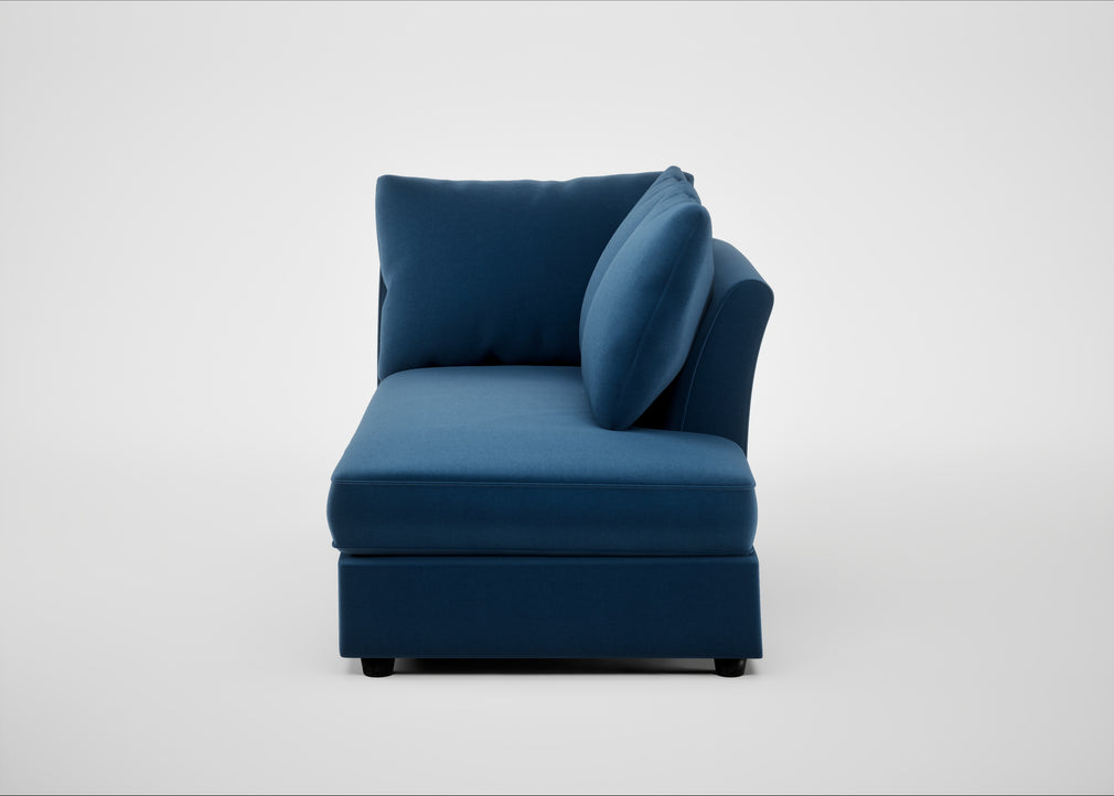 Tailor Right Hand Facing Chaise Unit Cotton Velvet Petrol / Black