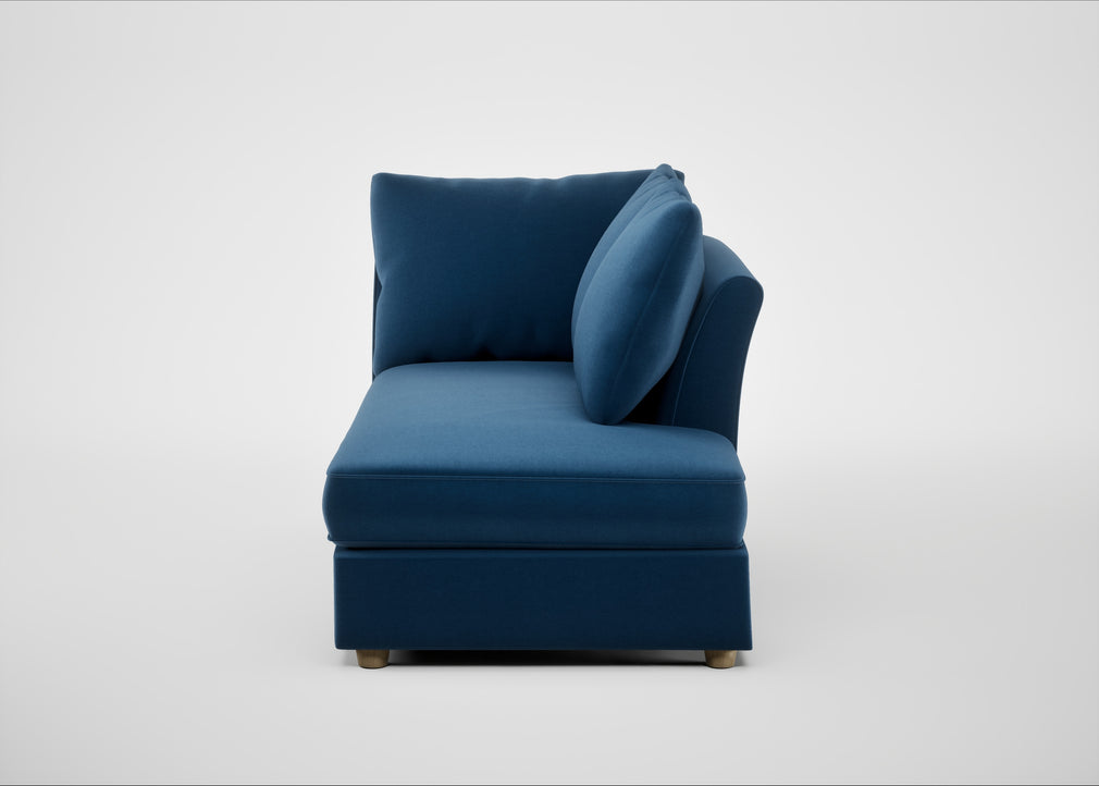 Tailor Right Hand Facing Chaise Unit Cotton Velvet Petrol / Natural