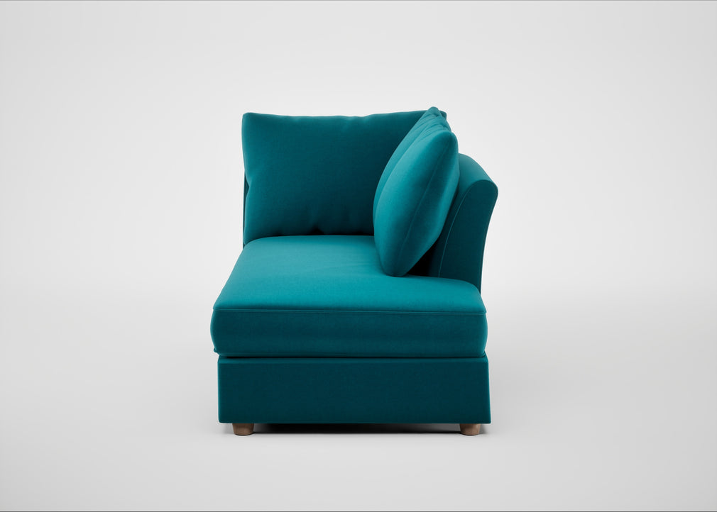 Tailor Right Hand Facing Chaise Unit Cotton Velvet Teal / Natural