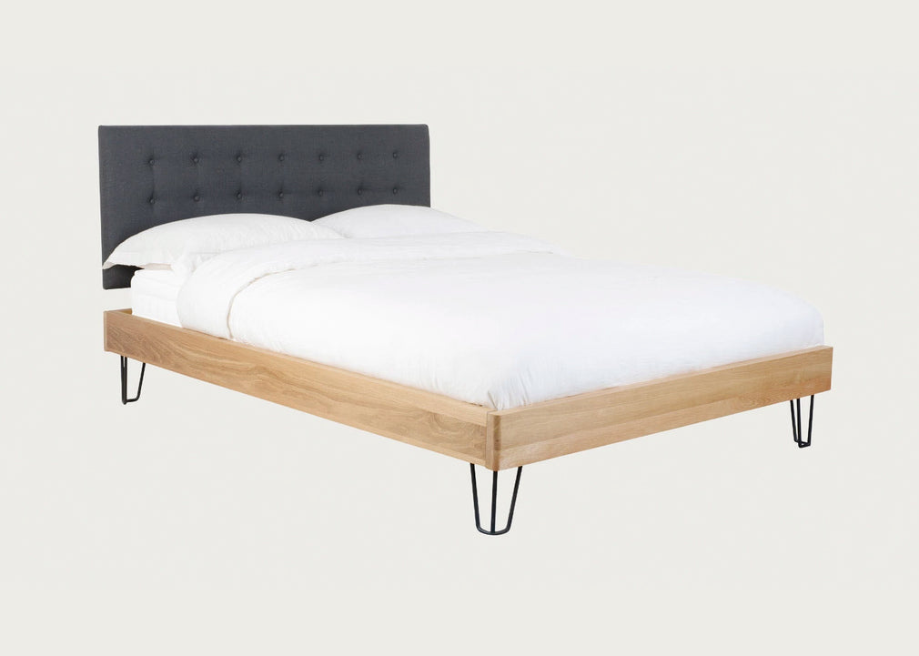 Brunel Bed with Fabric Headboard Smoke Grey Double