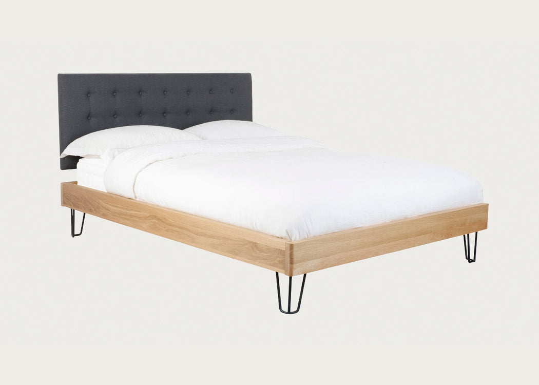 Brunel Bed with Fabric Headboard Smoke Grey Double