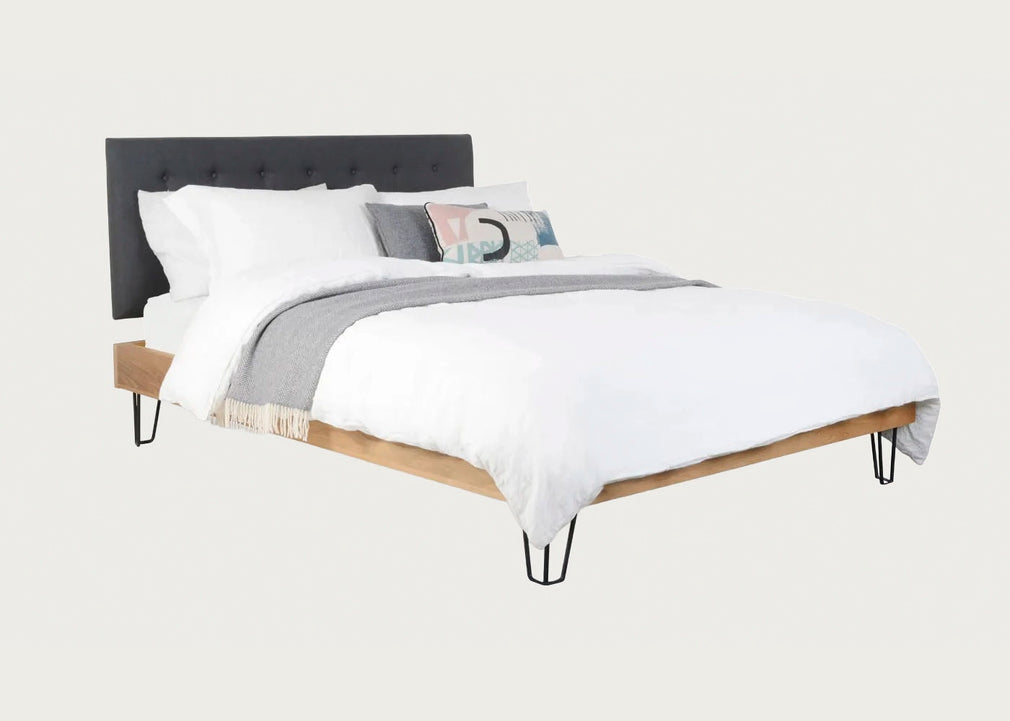 Brunel Bed with Fabric Headboard Smoke Grey King