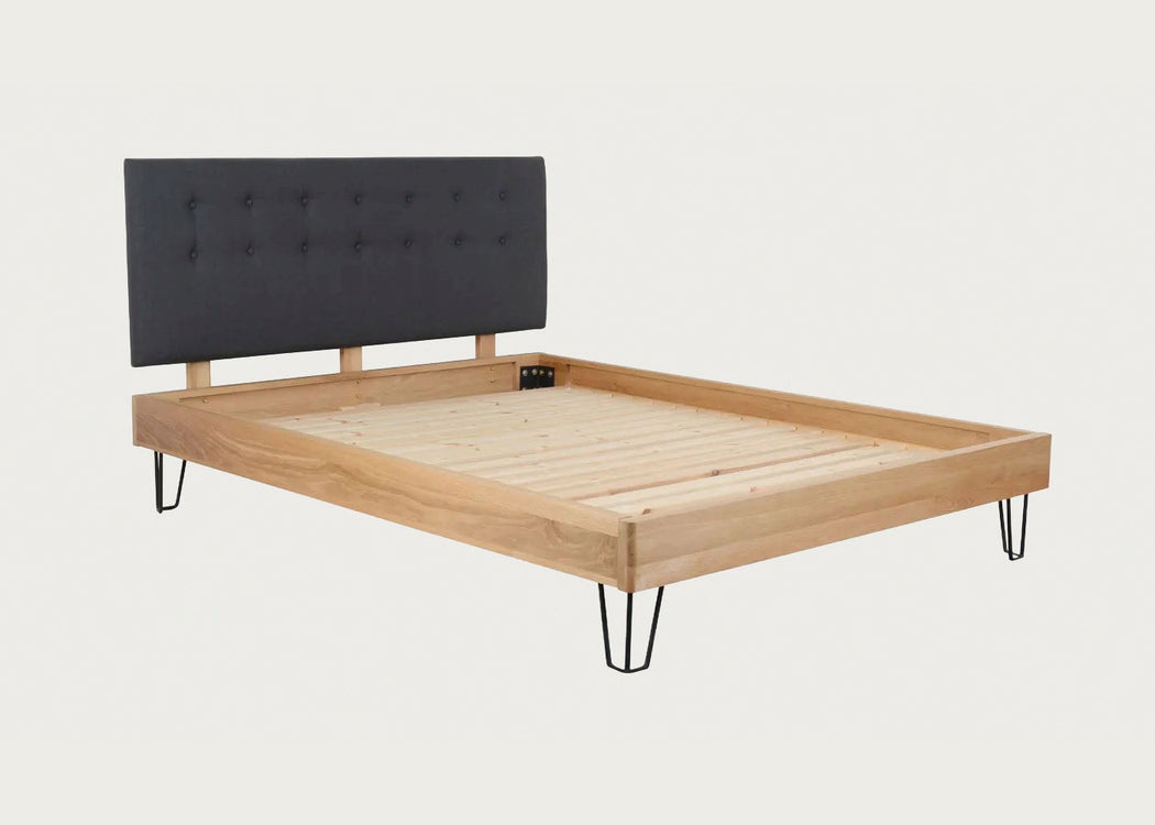Brunel Bed with Fabric Headboard Smoke Grey King