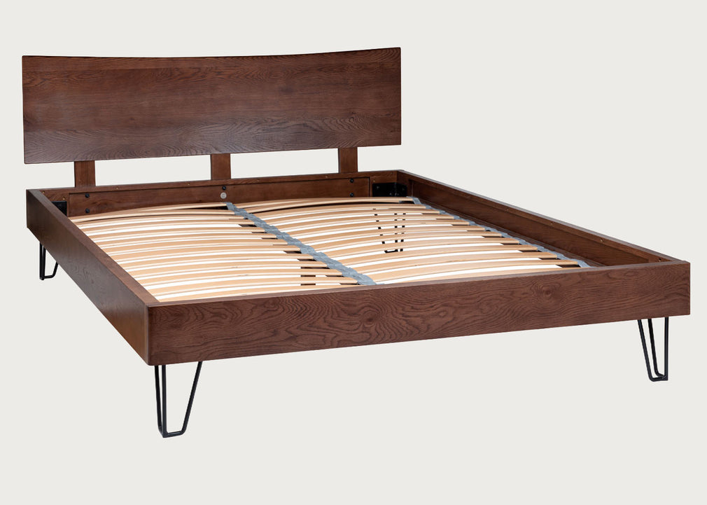 Brunel Bed Wooden Headboard Dark Wood