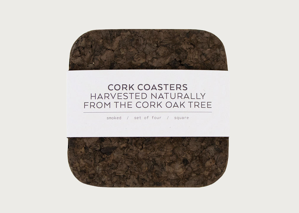 Smoked Cork Square Coaster Set of 4