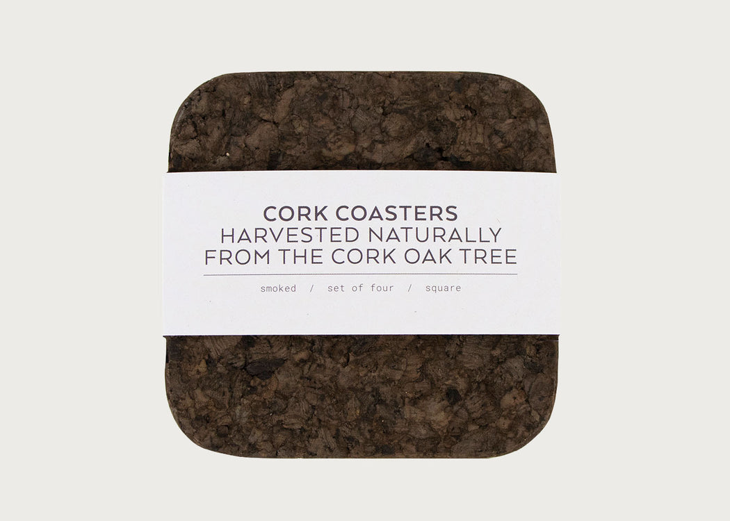 Smoked Cork Square Coaster Set of 4