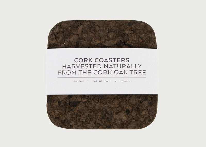 Smoked Cork Square Coaster Set of 4