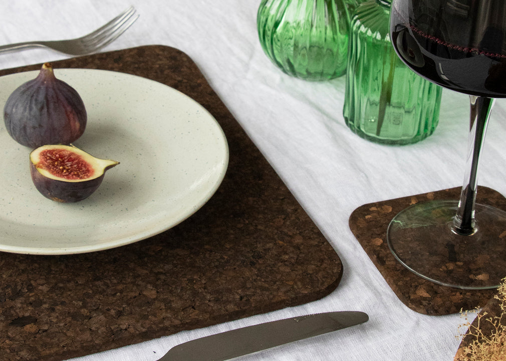 Smoked Cork Square Coaster Set of 4
