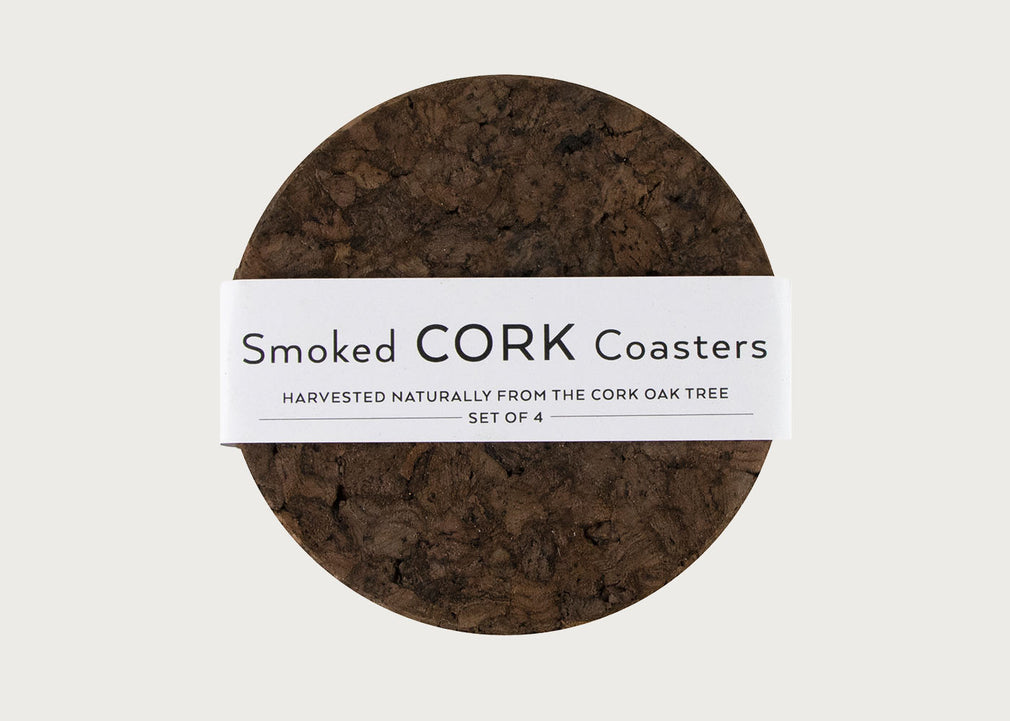 Smoked Cork Round Coaster Set of 4