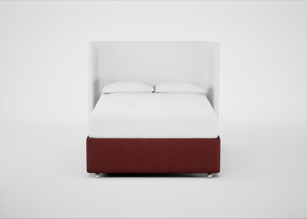 Deep Divan Bed Base Double / 2 Footend / Capelo Linen-Cotton Etruscan Red