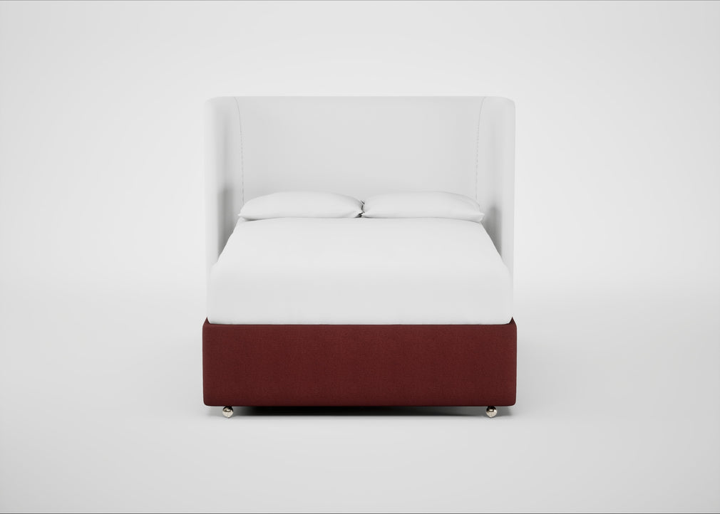 Deep Divan Bed Base Double / 2 Footend 2 Continental / Capelo Linen-Cotton Etruscan Red