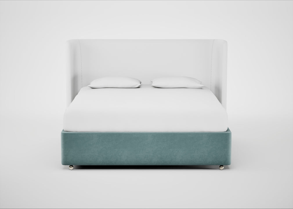 Deep Divan Bed Base Super King / None / Smart Luxe Velvet Mineral Blue