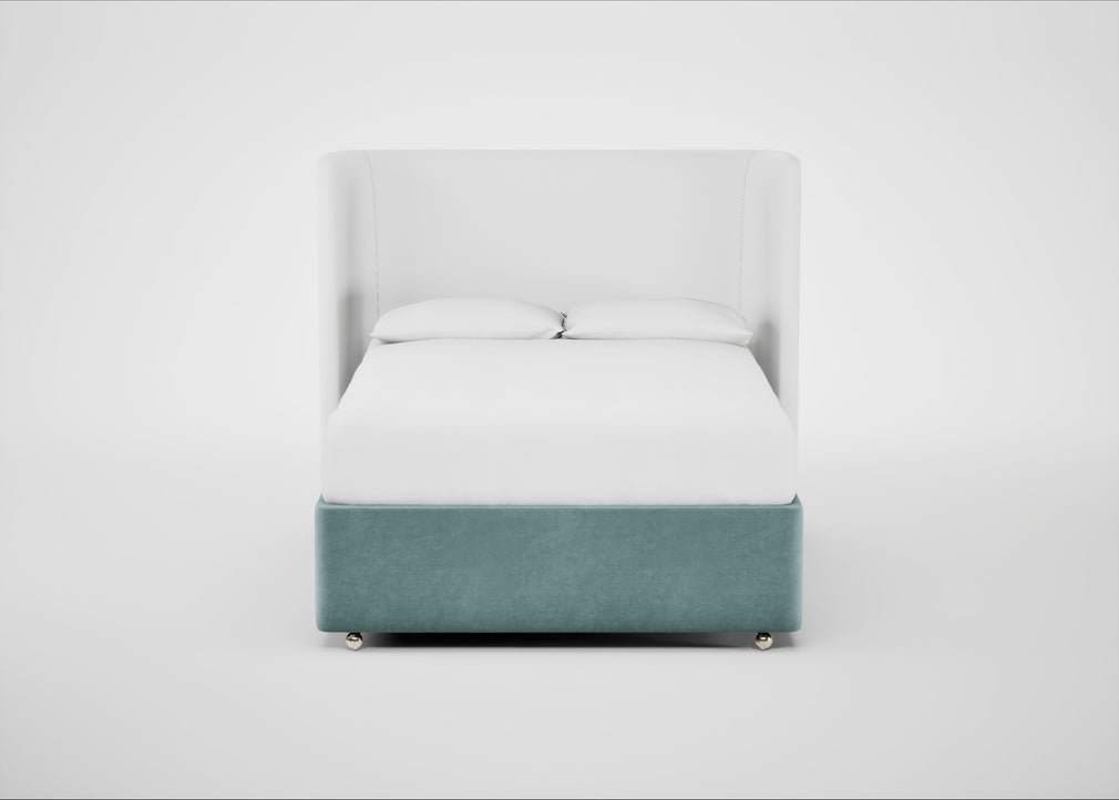 Deep Divan Bed Base Double / None / Smart Luxe Velvet Mineral Blue