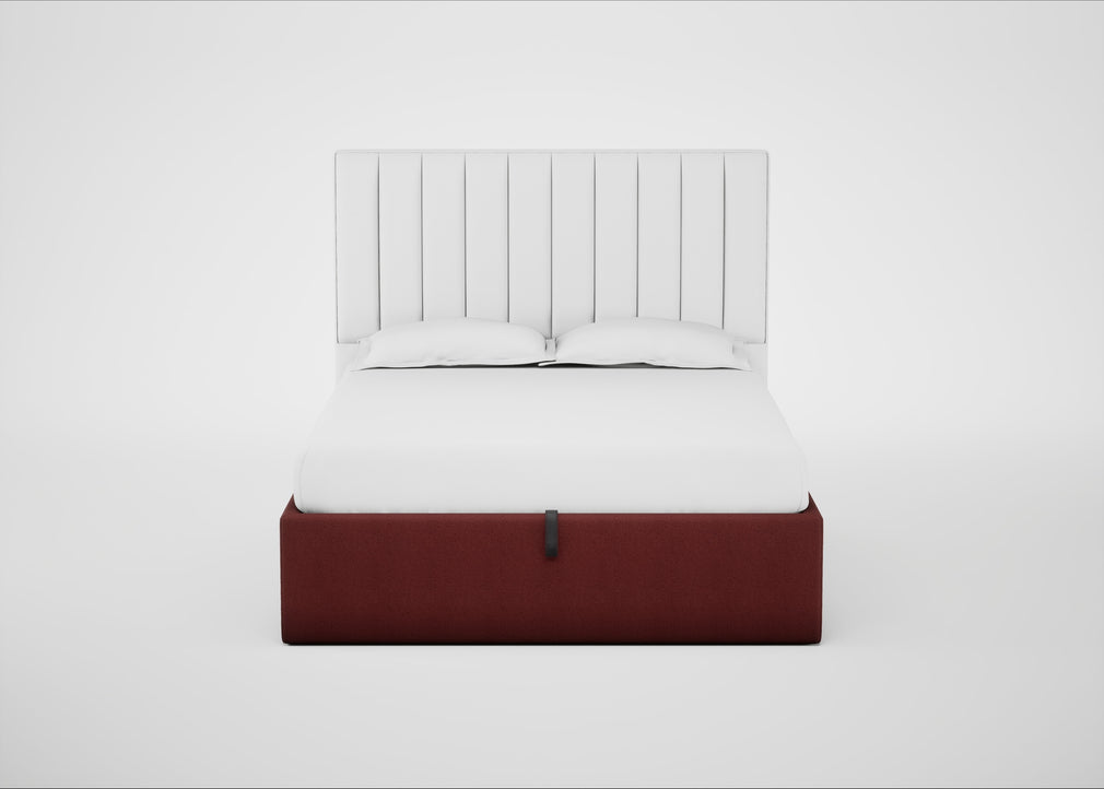 Lift Storage Divan Bed Base King / Natural / Capelo Linen-Cotton Etruscan Red