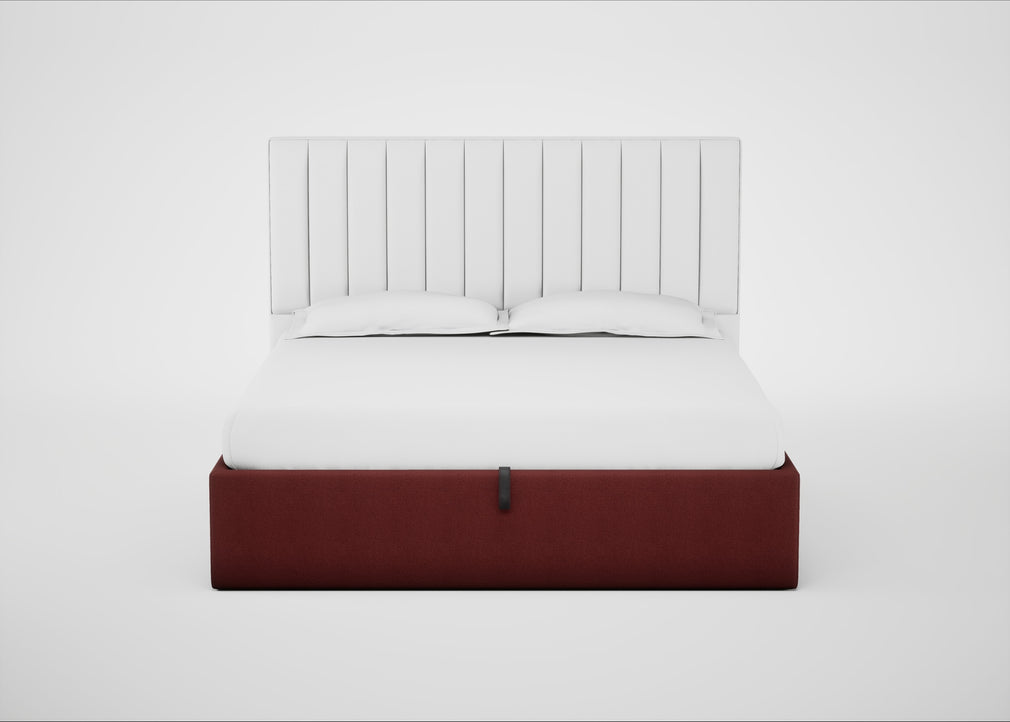 Lift Storage Divan Bed Base Super King / Natural / Capelo Linen-Cotton Etruscan Red