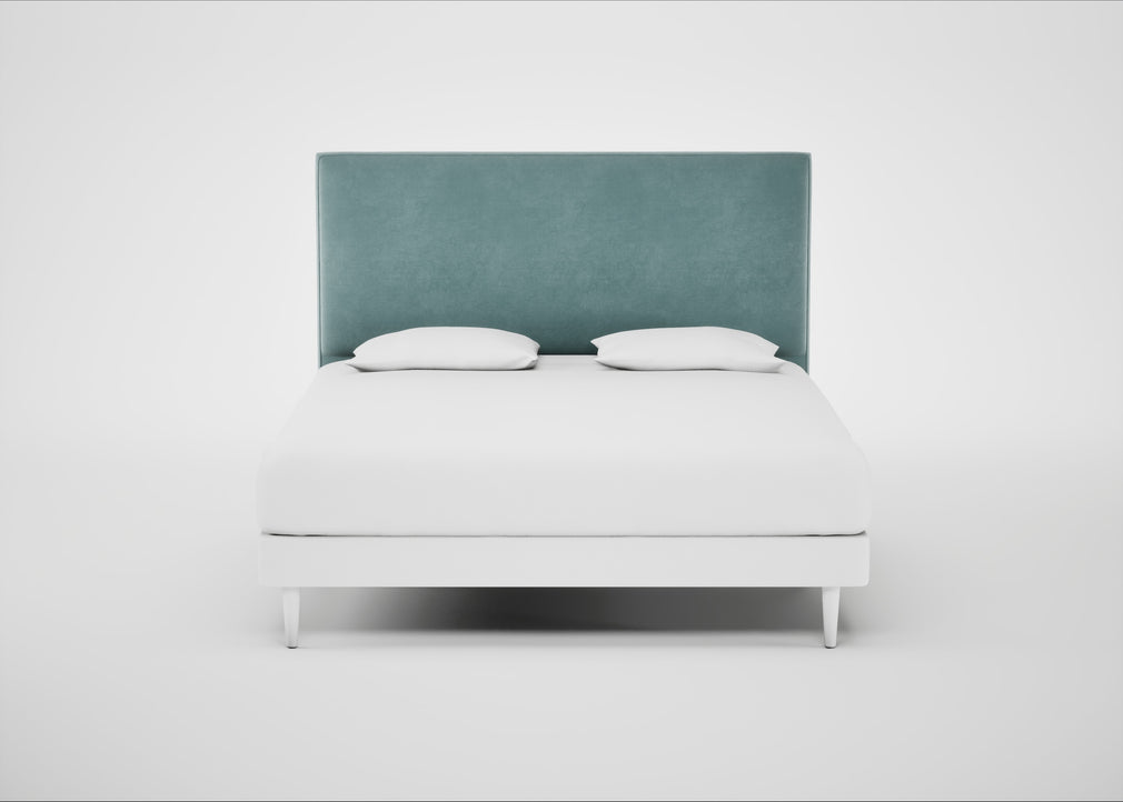 Newman Headboard Super King - Storage Divan / Smart Luxe Velvet Mineral Blue