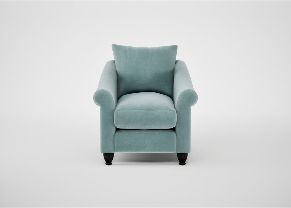 Devon Armchair Smart Luxe Velvet Mineral Blue / Black