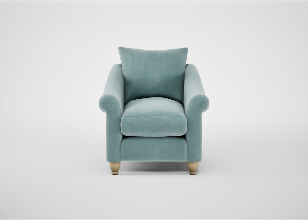 Devon Armchair Smart Luxe Velvet Mineral Blue / Natural