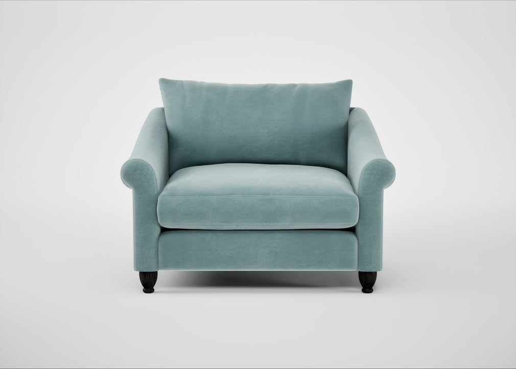 Devon Loveseat Smart Luxe Velvet Mineral Blue / Black