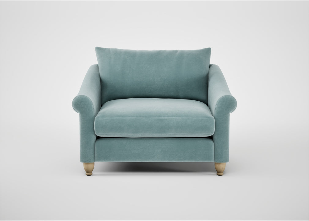 Devon Loveseat Smart Luxe Velvet Mineral Blue / Natural
