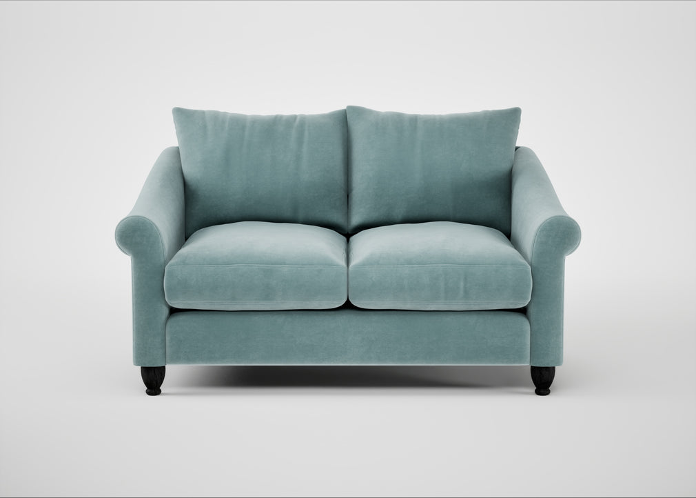 Devon 2 Seater Sofa Smart Luxe Velvet Mineral Blue / Black