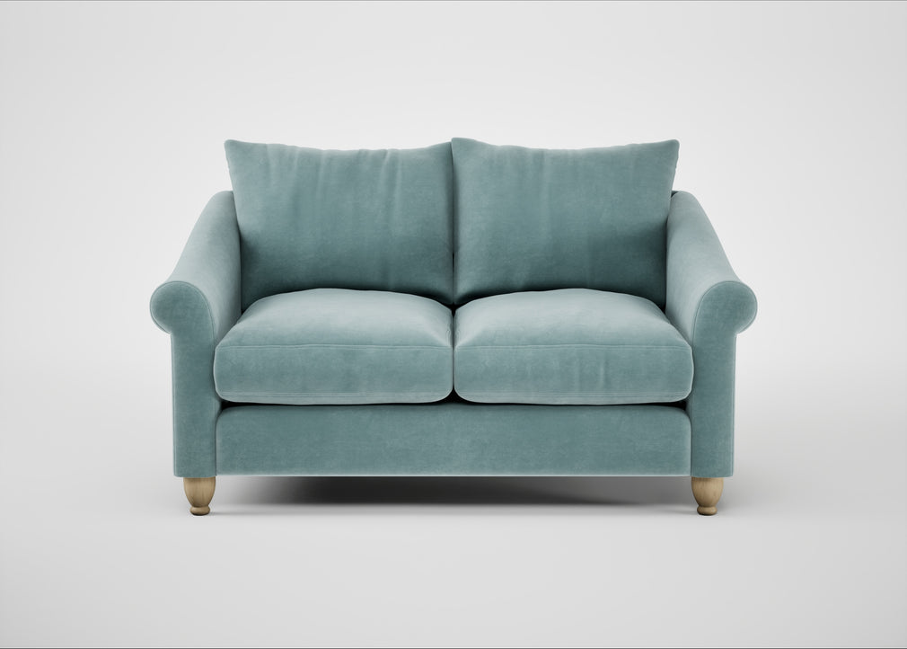 Devon 2 Seater Sofa Smart Luxe Velvet Mineral Blue / Natural
