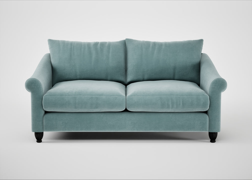 Devon 3 Seater Sofa Smart Luxe Velvet Mineral Blue / Black