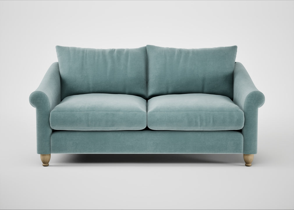 Devon 3 Seater Sofa Smart Luxe Velvet Mineral Blue / Natural