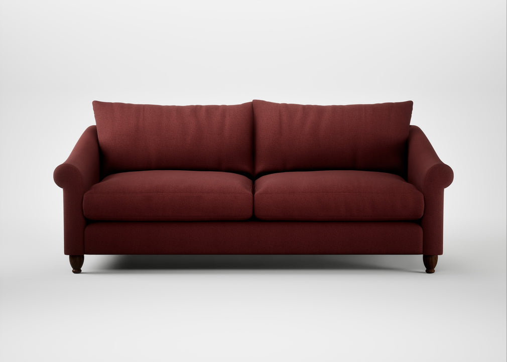 Devon 4 Seater Sofa Capelo Linen-Cotton Etruscan Red / Walnut Stained