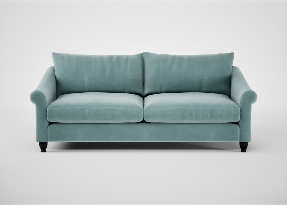 Devon 4 Seater Sofa Smart Luxe Velvet Mineral Blue / Black