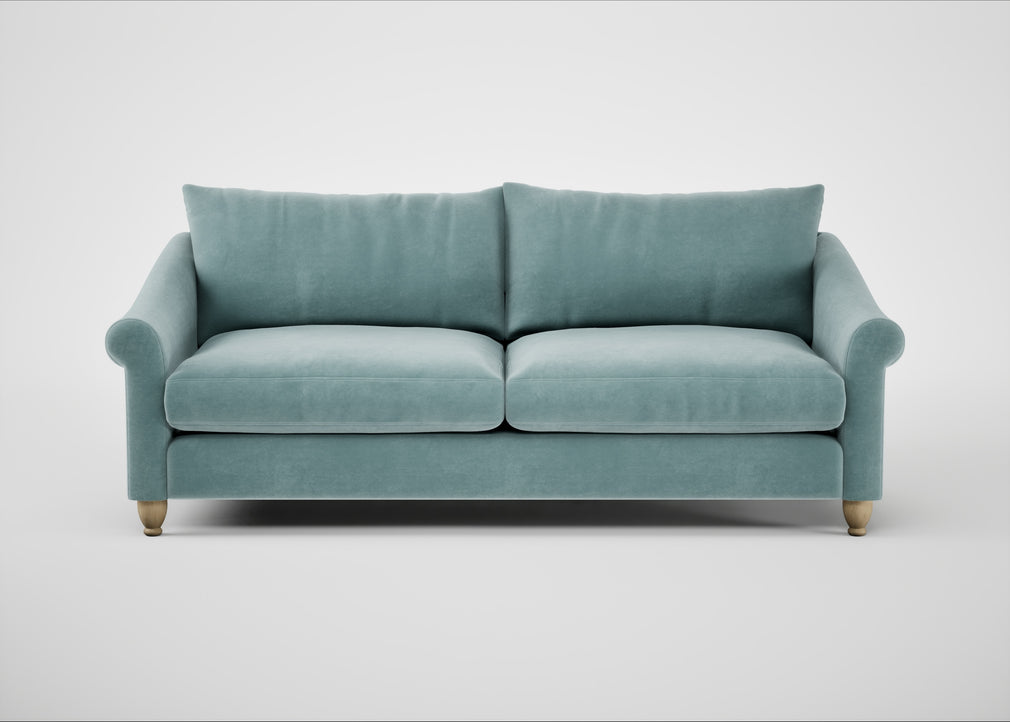 Devon 4 Seater Sofa Smart Luxe Velvet Mineral Blue / Natural