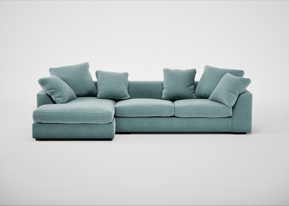 Cumulus Left Hand Facing Corner Sofa Smart Luxe Velvet Mineral Blue
