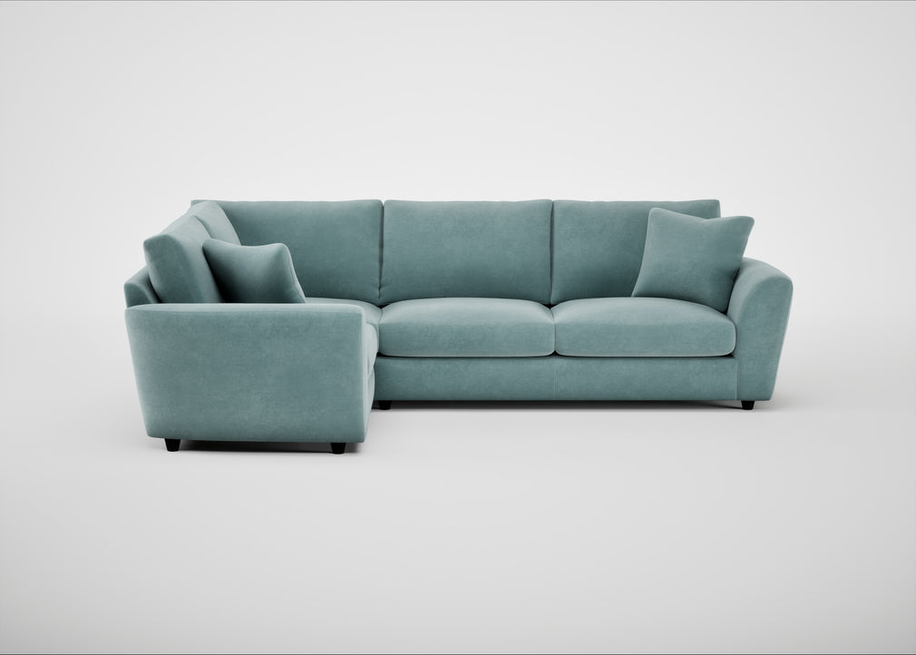 Snooze Left Hand Facing Corner Sofa Smart Luxe Velvet Mineral Blue