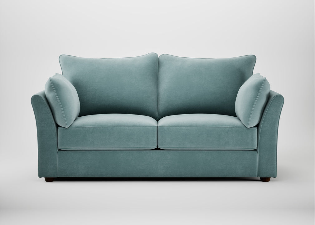 Tailor 3 Seater Sofa Smart Luxe Velvet Mineral Blue / Walnut Stained