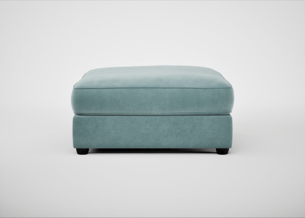 Tailor Square Footstool Smart Luxe Velvet Mineral Blue / Black